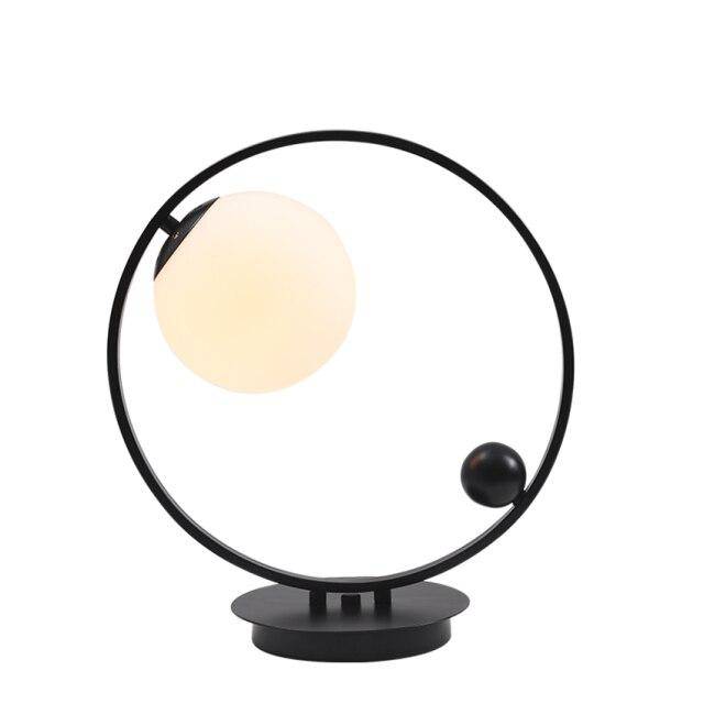 Lampe de chevet design à LED avec anneau métal et boules en verre Loft - vue 12 sur 12