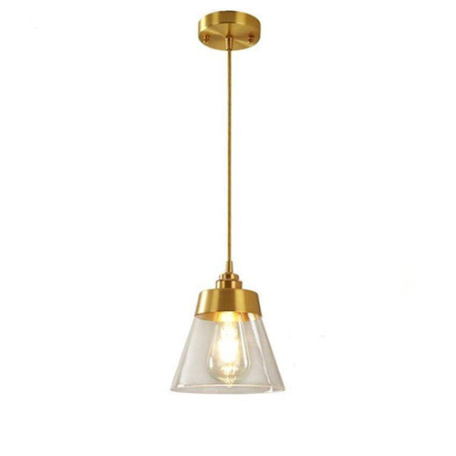 Suspension design LED dorée et abat-jour en verre luxury - vue 8 sur 8