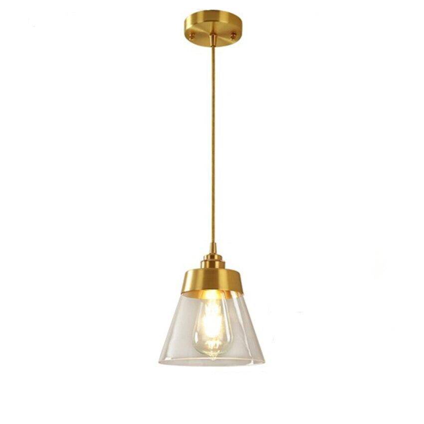 Suspension design LED dorée et abat-jour en verre luxury - vue 8 sur 8