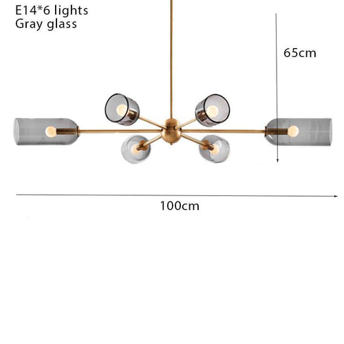 Lustre design doré et abat-jour en verre fumé Hotel - vue 7 sur 9