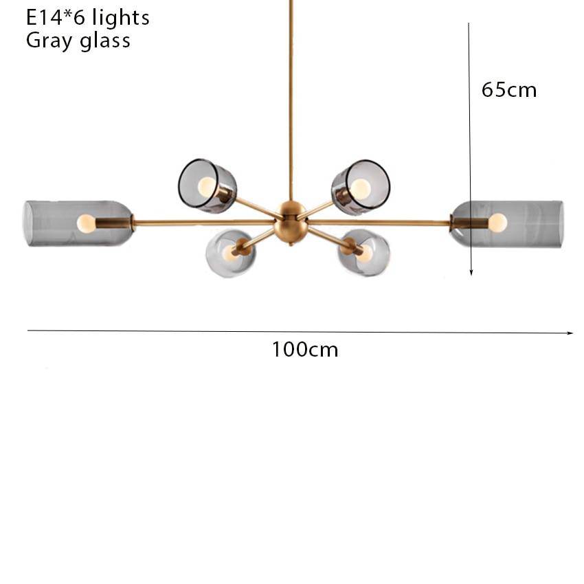 Lustre design doré et abat-jour en verre fumé Hotel - vue 7 sur 9