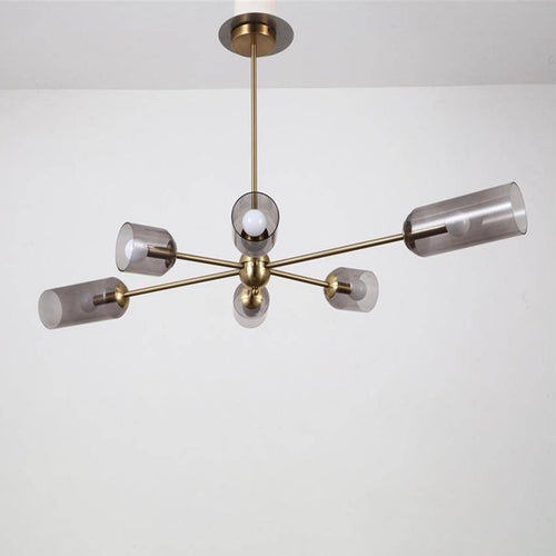 Lustre design doré et abat-jour en verre fumé Hotel - vue 9 sur 9
