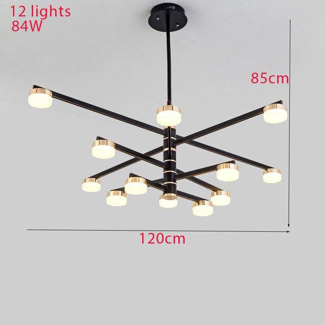 Lustre design avec bras et lampes LED dorées Living - vue 8 sur 10