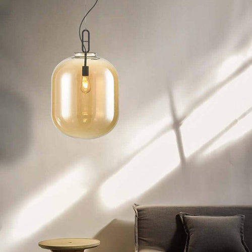 Suspension design en boules en verre coloré fumé - vue 5 sur 8