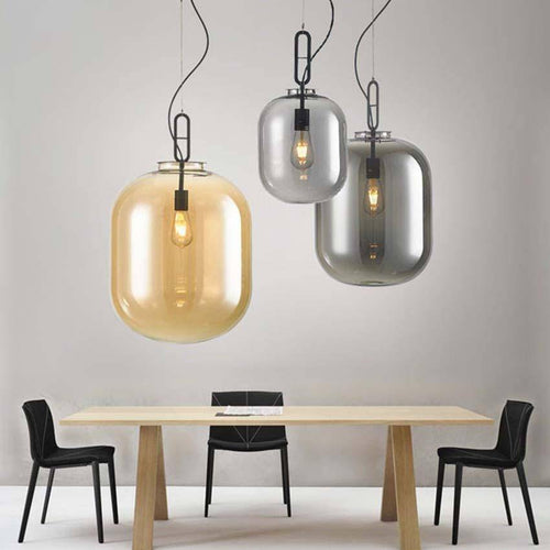 Suspension design en boules en verre coloré fumé - vue 3 sur 8