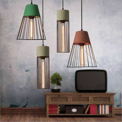 Suspension design LED en métal style cage rétro Coffee - vue 2 sur 8