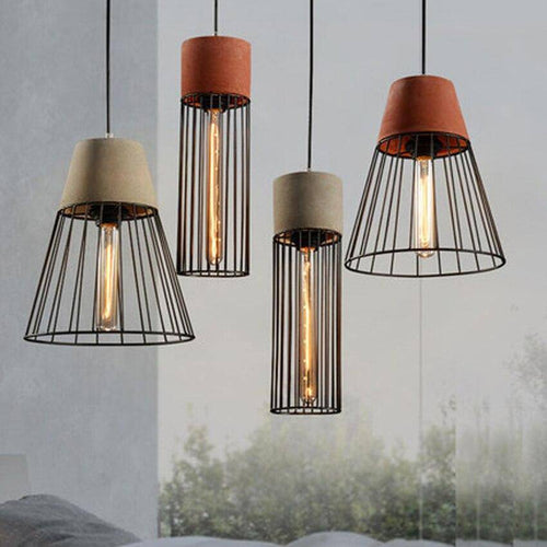 Suspension design LED en métal style cage rétro Coffee - vue 4 sur 8