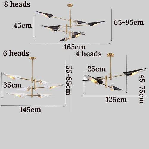 Lustre design avec branches et métal et lampes Nordic - vue 7 sur 7