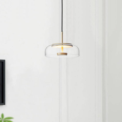 Suspension design en verre fumé et tige dorée Amber - vue 9 sur 12
