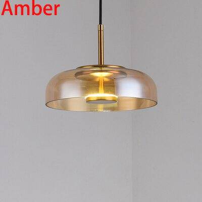 Suspension design en verre fumé et tige dorée Amber - vue 13 sur 12