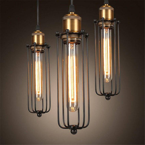 Suspension vintage et industrielle avec cage - vue 2 sur 6