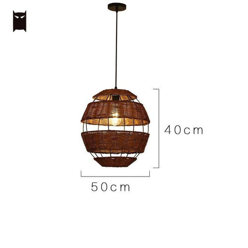 Suspension rustique LED en forme d'oeuf en rotin Rata - vue 4 sur 4