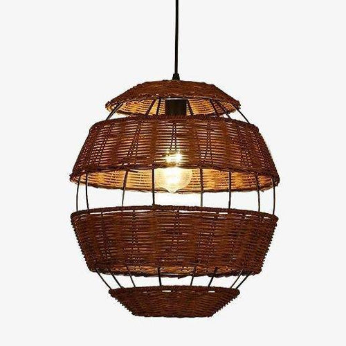 Suspension rustique LED en forme d'oeuf en rotin Rata