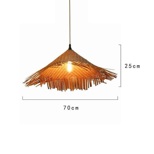 Suspension rustique LED avec abat-jour en rotin triangulaire style Asian - vue 6 sur 6