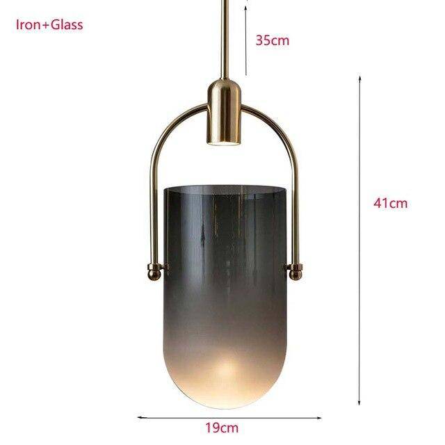 Suspension design en verre éclairé et spot doré Moderne