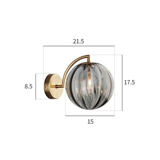 Applique murale LED doré avec boule en verre fumé Scone