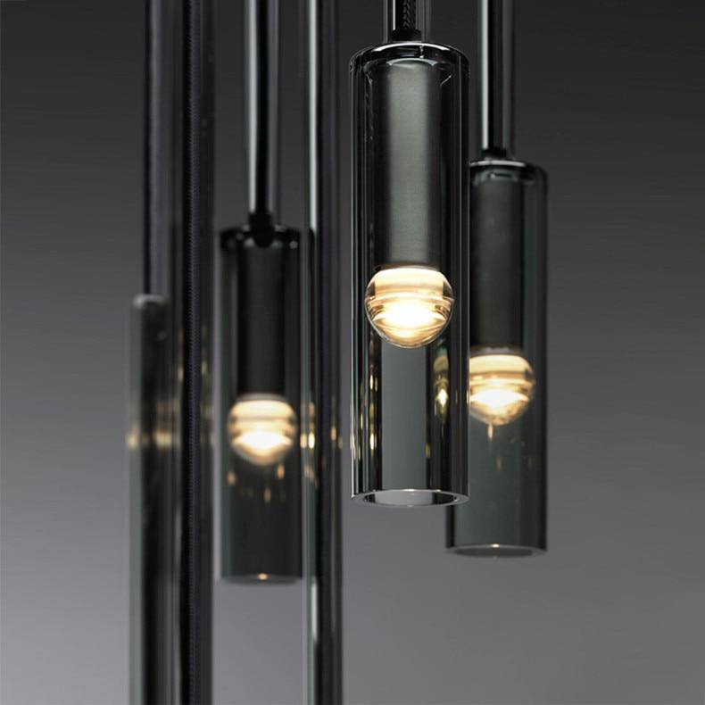 Applique design avec lampe cylindrique en verre fumé suspendue Loft - vue 2 sur 11