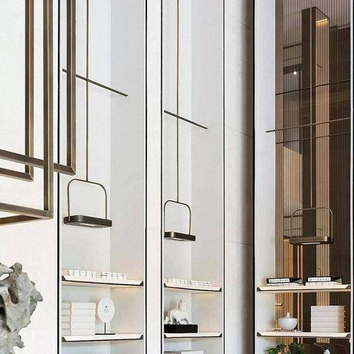 Suspension moderne en carré avec base lumineuse Saanvi