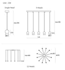 Suspension et lustre design à LED avec boule en verre et support dorée
