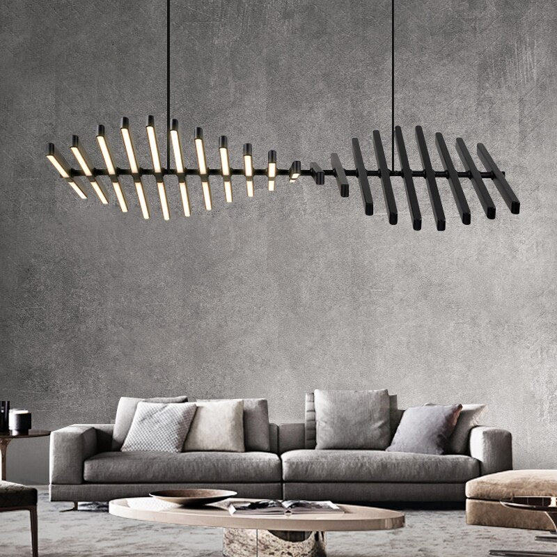Lustre design LED réglable avec baguettes métalliques Lucian - vue 9 sur 14