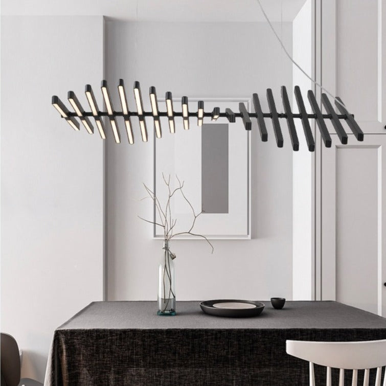 Lustre design LED réglable avec baguettes métalliques Lucian - vue 5 sur 14