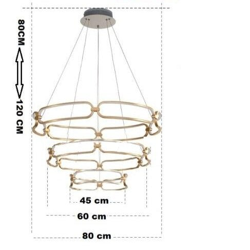 Lustre design à LED doré avec anneaux Pavia - vue 11 sur 10