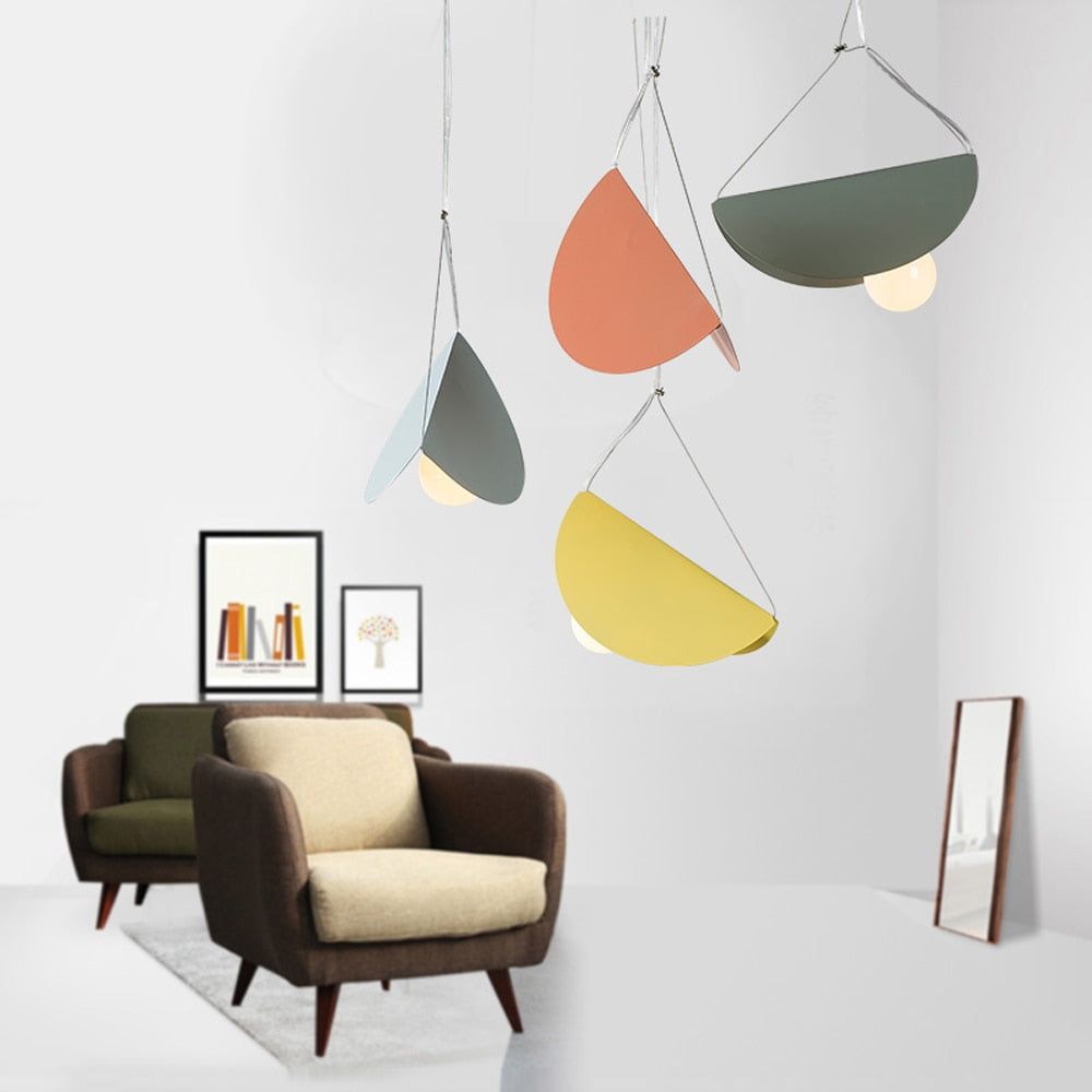 Suspension moderne LED abat-jour circulaire plat et plié Kaia - vue 2 sur 14