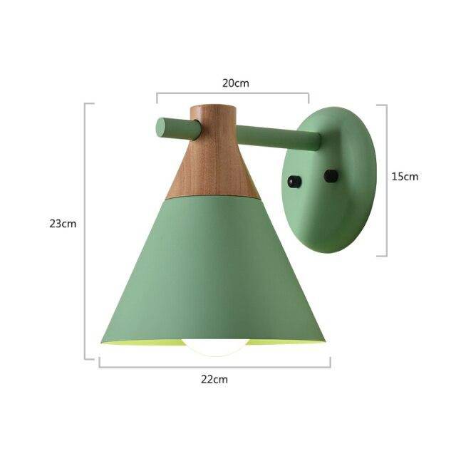 Applique murale moderne à LED en bois avec abat-jour coloré Macaron - vue 8 sur 12