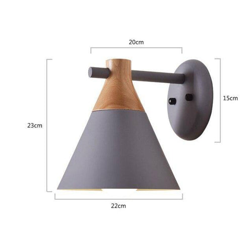 Applique murale moderne à LED en bois avec abat-jour coloré Macaron - vue 11 sur 12