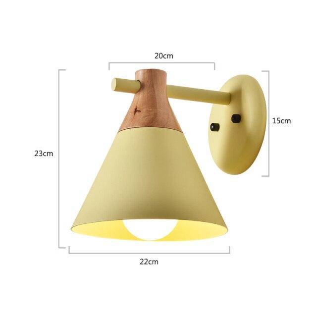 Applique murale moderne à LED en bois avec abat-jour coloré Macaron - vue 9 sur 12