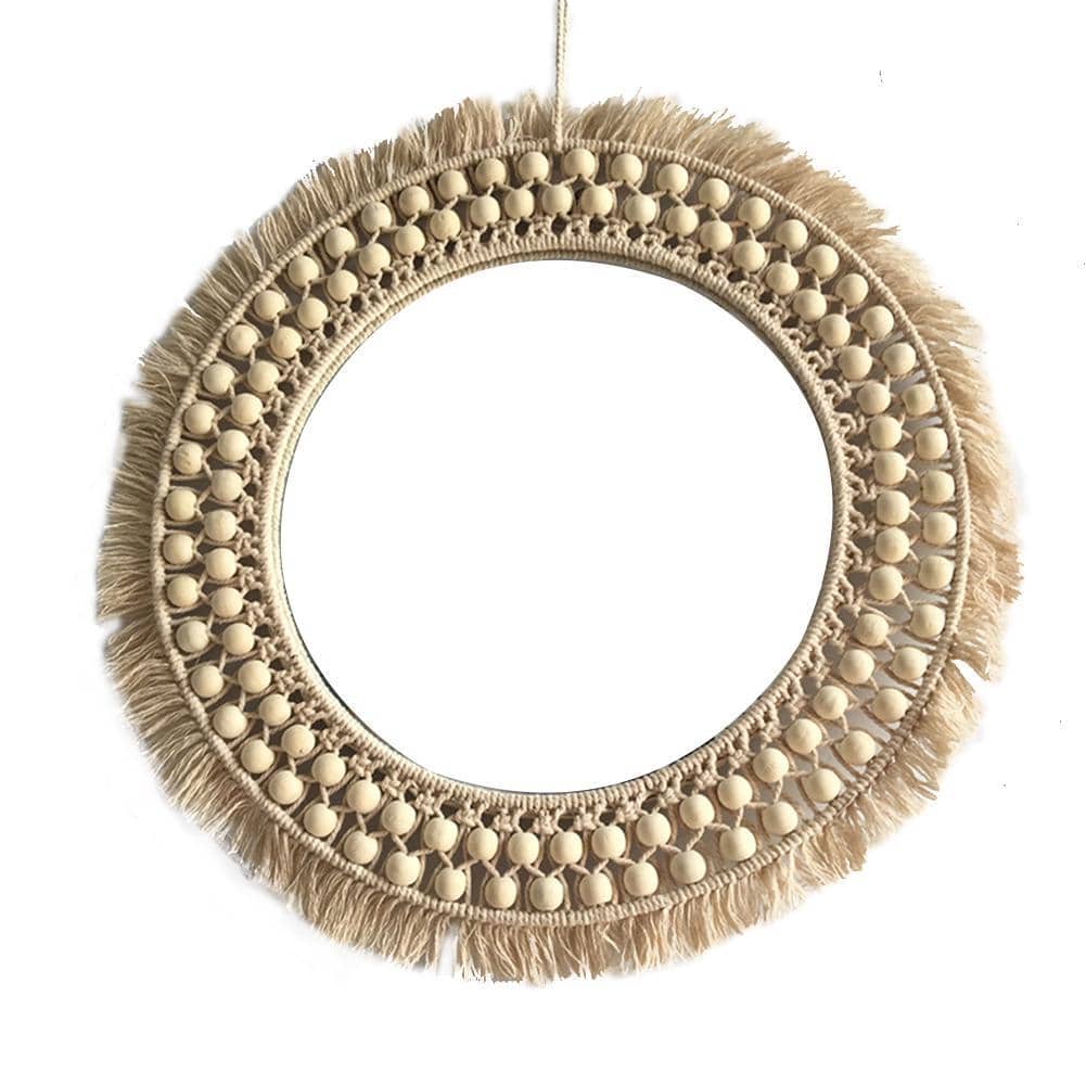 Miroir mural rond en rotin 40cm - vue 3 sur 3
