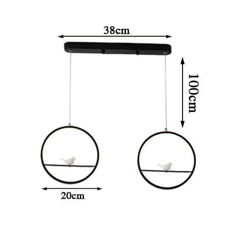 Suspension LED moderne rond avec oiseaux (noir ou blanc) - vue 10 sur 10