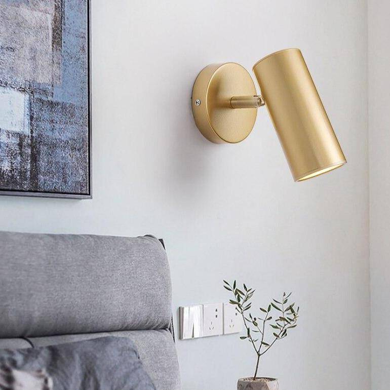 Applique murale LED avec spot cylindrique en métal doré - vue 3 sur 10