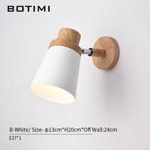 Applique murale moderne LED en bois avec abat-jour en tissu coloré - vue 7 sur 11