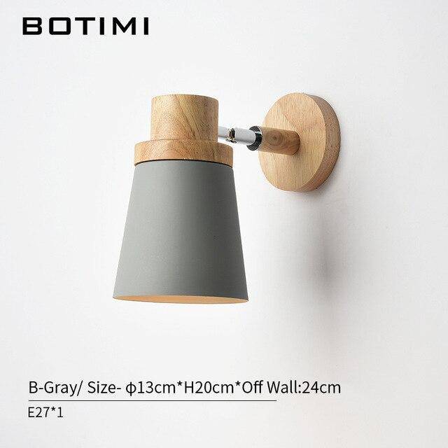 Applique murale moderne LED en bois avec abat-jour en tissu coloré - vue 11 sur 11