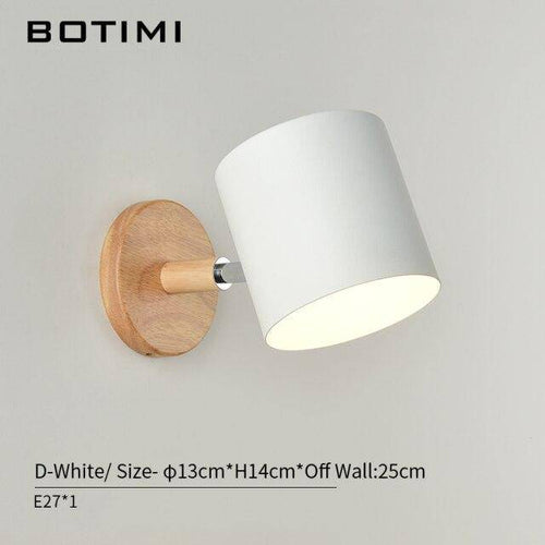 Applique murale moderne LED en bois avec abat-jour en tissu coloré - vue 4 sur 11