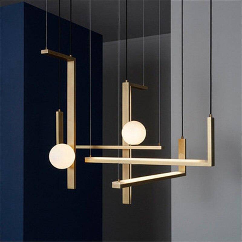 Suspension LED aux formes géométriques design et finitions cuivrées - vue 5 sur 10