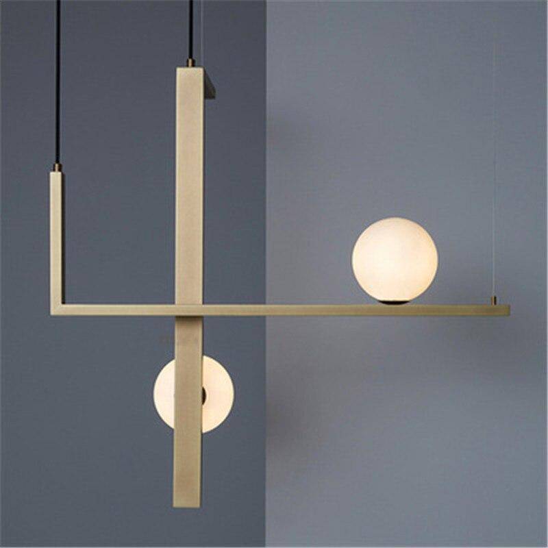 Suspension LED aux formes géométriques design et finitions cuivrées - vue 4 sur 10