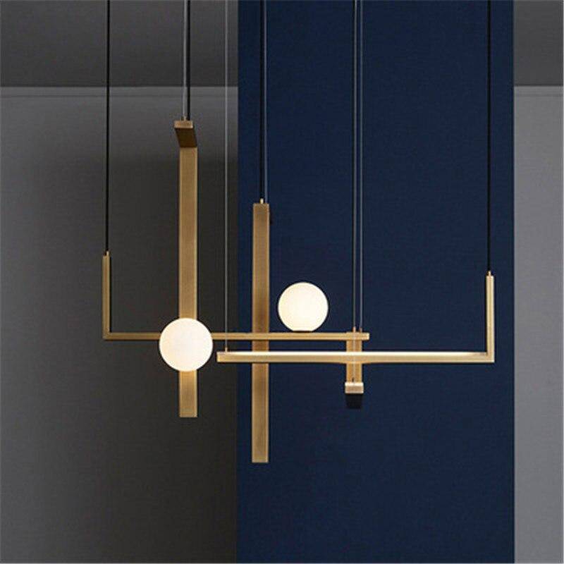Suspension LED aux formes géométriques design et finitions cuivrées - vue 3 sur 10