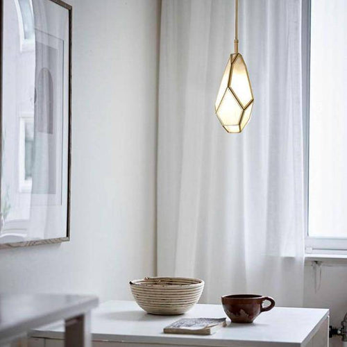 Suspension design dorée en métal et verre de plusieurs formes - vue 8 sur 9