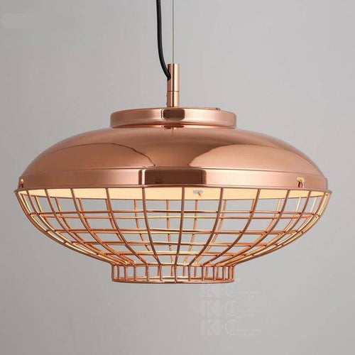 Suspension chromé style cuivre en cage Vintage - vue 3 sur 5