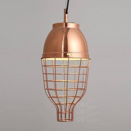 Suspension chromé style cuivre en cage Vintage - vue 4 sur 5