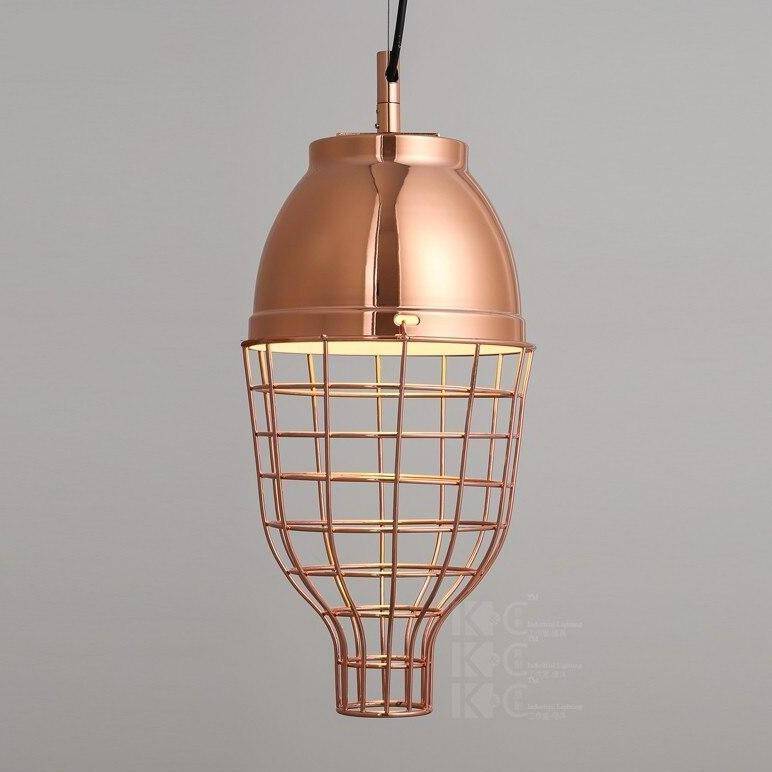 Suspension chromé style cuivre en cage Vintage - vue 4 sur 5