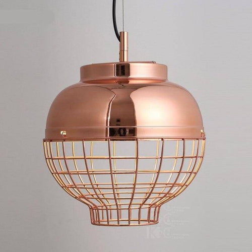 Suspension chromé style cuivre en cage Vintage - vue 5 sur 5