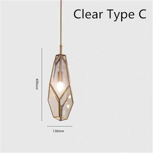Suspension design dorée en métal et verre de plusieurs formes - vue 7 sur 9