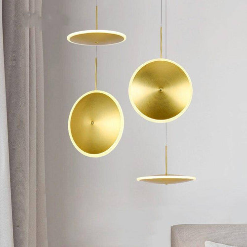 Suspension design disque dorée à LED - vue 4 sur 6