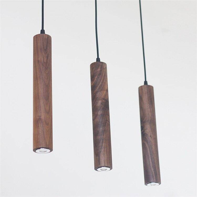 Suspension LED design cylindrique en bois de plusieurs teinte - vue 5 sur 5