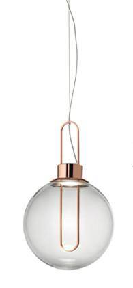 Suspension design boule de verre et socle chromé - vue 6 sur 10