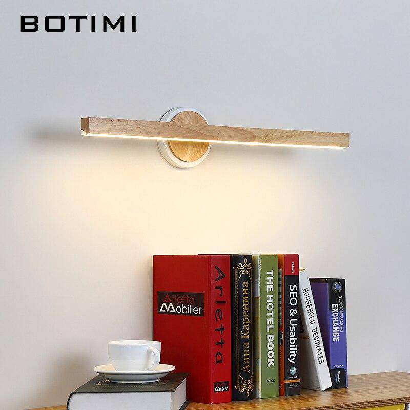 Applique moderne LED allongée en bois pour miroir style Sconce - vue 3 sur 5