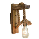 Applique murale rustique LED en bois avec cordage rétro